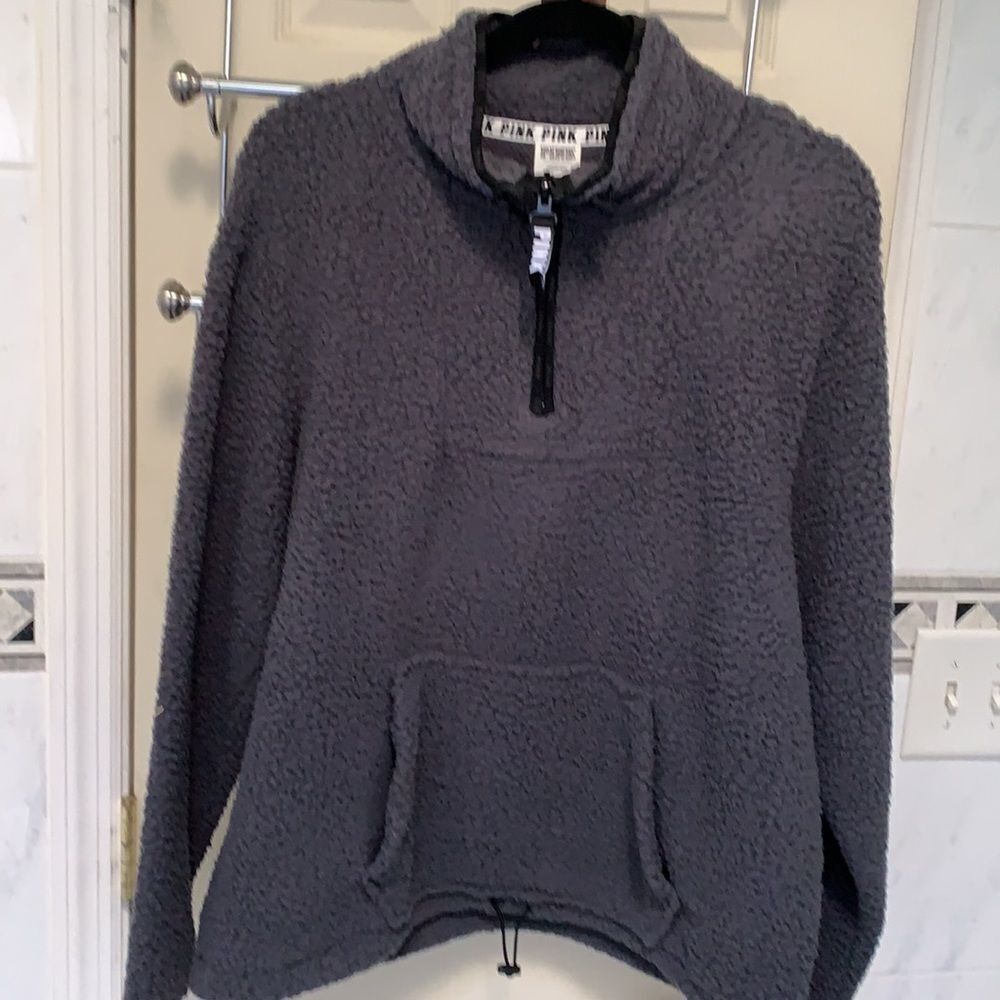 Pink Cozy Sherpa Quarter-Zip Pullover -Purple